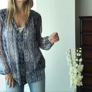 ELLA MOSS Renaissance 100% Silk print sheer top size XS